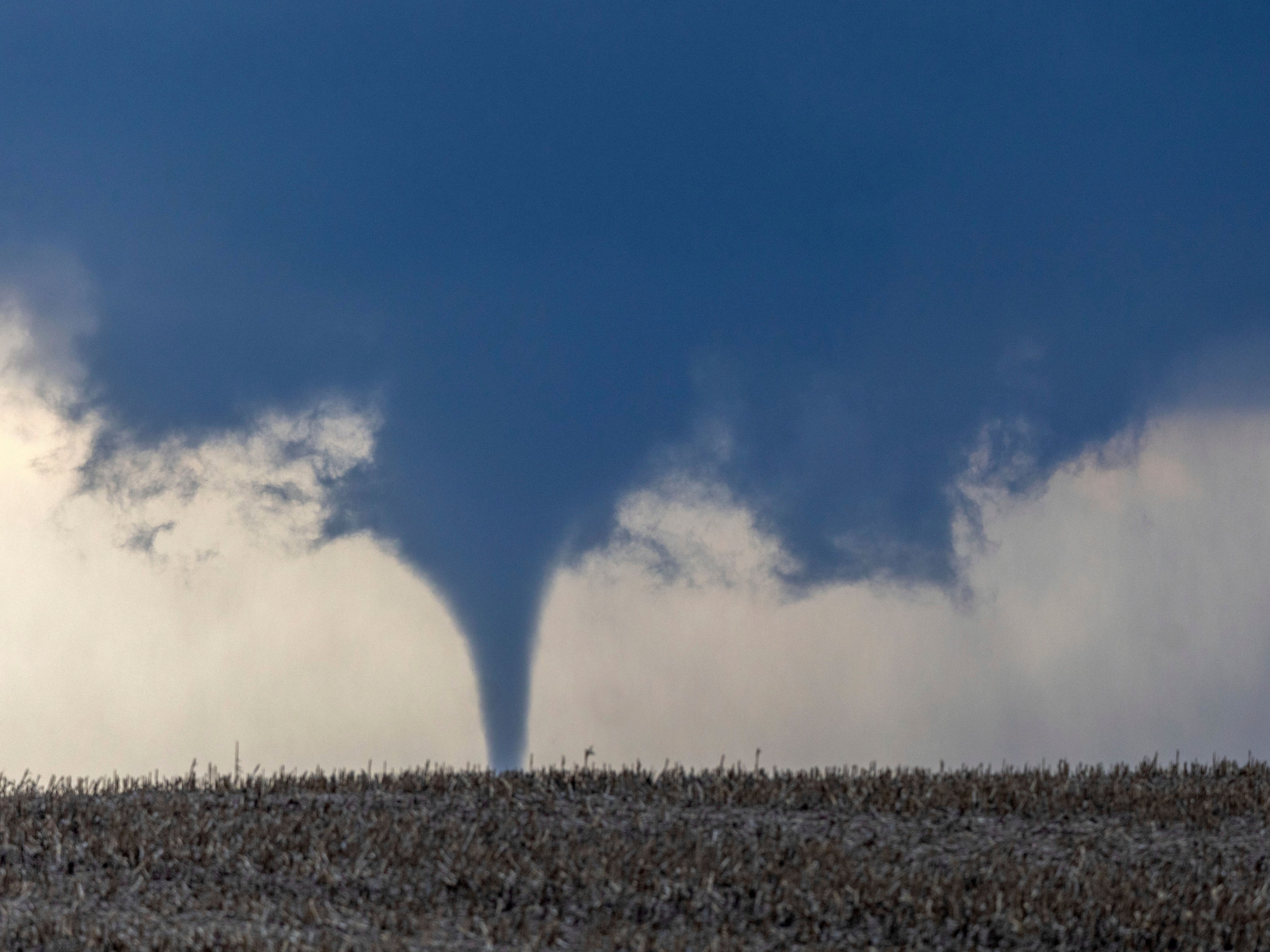 A tornado is seen near north of Waverly, Neb., on Friday, April 26, 2024.