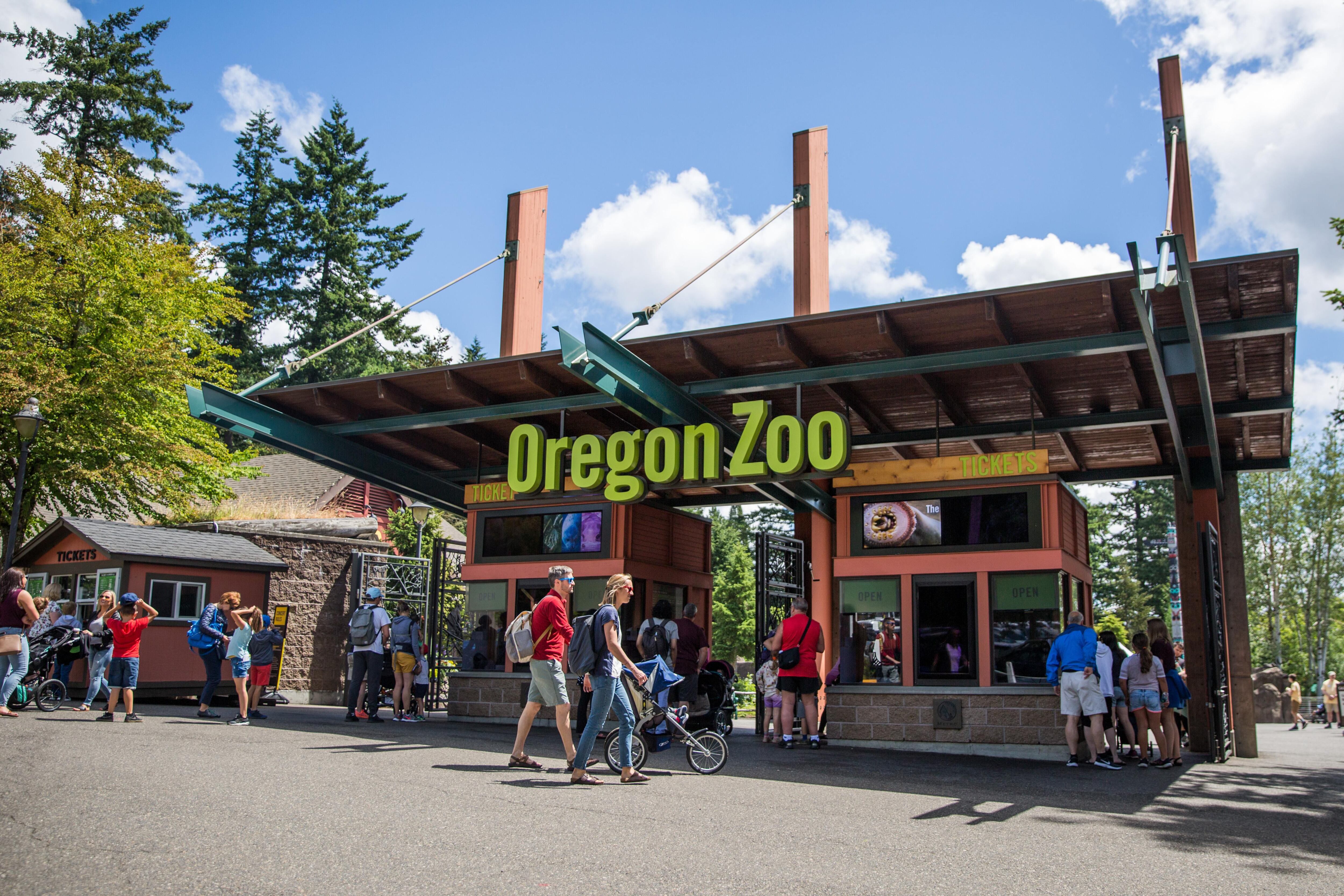 FILE - People line up to enter the Oregon Zoo on June 28, 2019, in Portland, Ore. The zoo, located in Washington Park, says it needs funding to upgrade many of its older buildings.