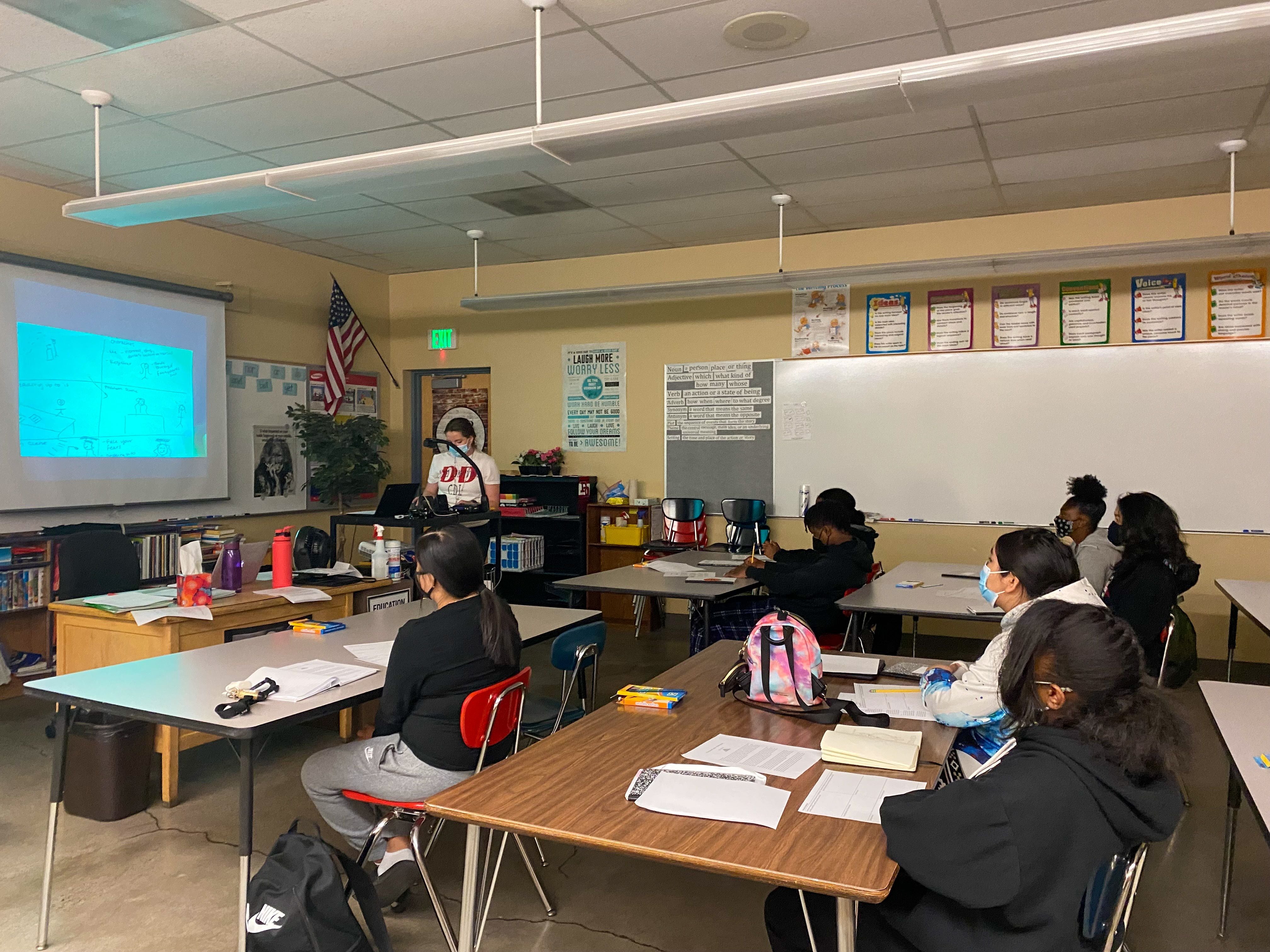 middle school classroom with students