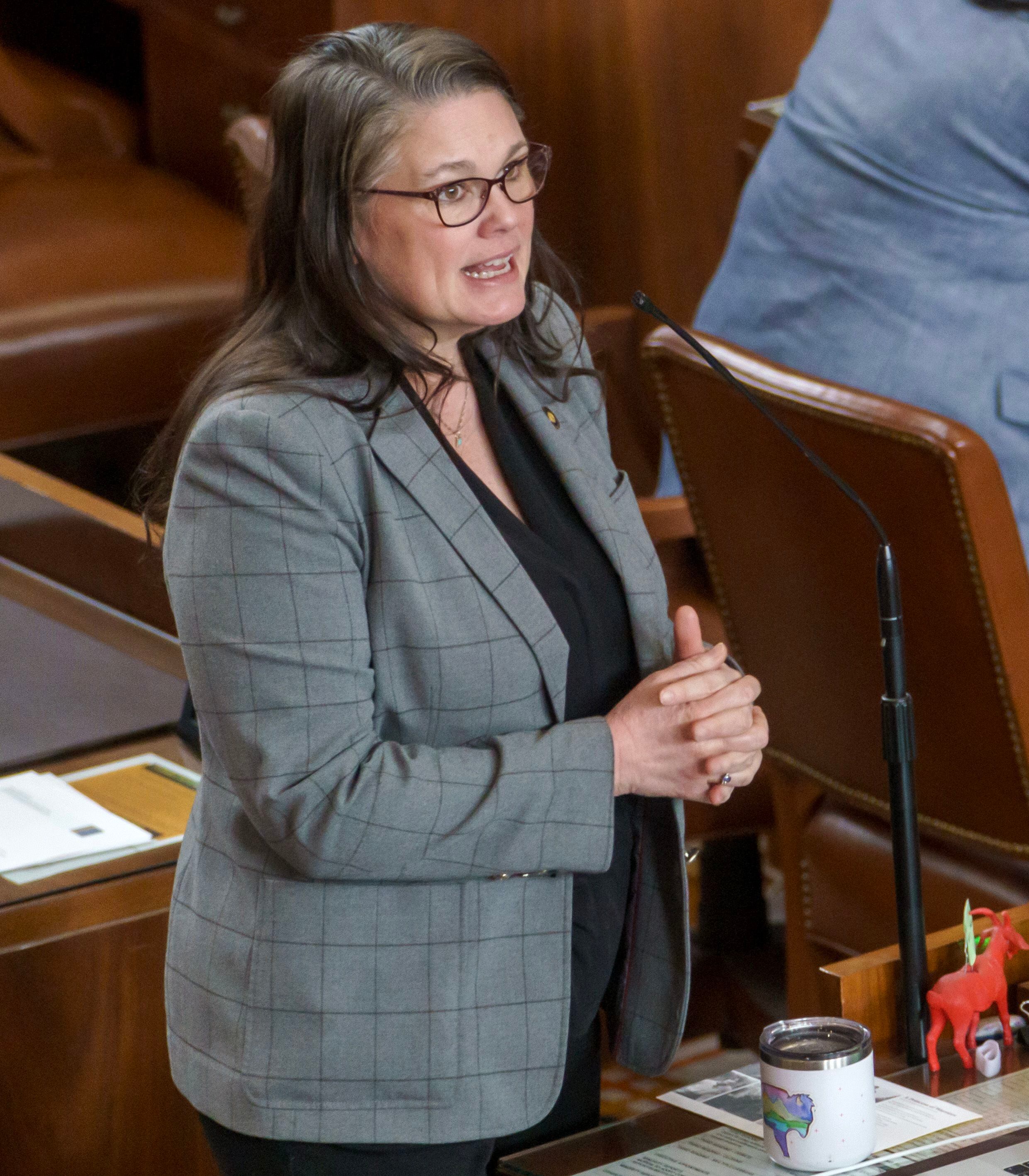 Sen. Sara Gelser Blouin, D-District 8, in session at the Oregon State Capitol in Salem, March 20, 2023. The Democrat from Corvallis is a vocal advocate for issues concerning child welfare and a regular watchdog of Oregon’s Department of Human Services.